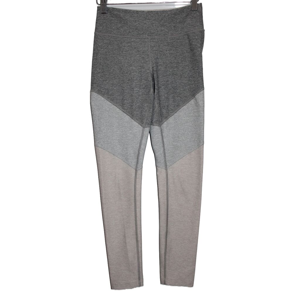 Womens Outdoor Voices Grey Black Oatmeal Colorblock High Waisted Leggings Size S